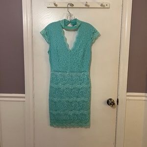 Bebe Mint Blue lace Mini Dress